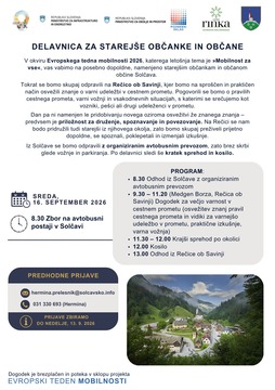 Delavnica za starejše občane - VABILO